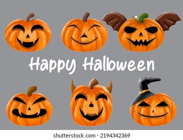 the pumpkin Halloween elements that ready to used for making card invitation or stickers