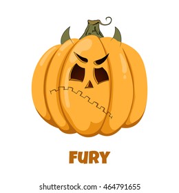 Pumpkin for Halloween. Emotions. Fury