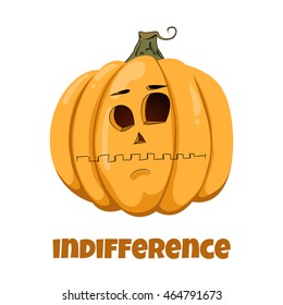 Pumpkin for Halloween. Emotions. Indifference
