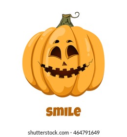 Pumpkin for Halloween. Emotions. Smile