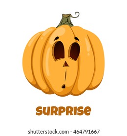 Pumpkin for Halloween. Emotions. Surprise