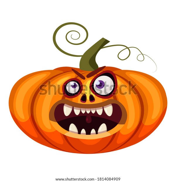 Pumpkin Halloween Funny Face Open Mouth Stock Vector Royalty Free 1814084909 Shutterstock 