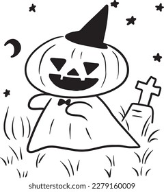 Pumpkin halloween ghost fun cartoon doodle kawaii anime cute drawing clip art character chibi manga comic