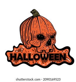 pumpkin halloween hand drawn illustration design vector