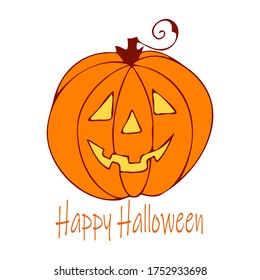 Pumpkin for Halloween. Happy Halloween. Isolated vector image on a white background. Element for the design of postcards, posters.
