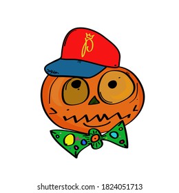 Pumpkin halloween hat cap butterfly tie doodle logo icon sign symbol emblem element Hand drawn Cartoon cute design Abstract children's style Fashion print clothes greeting invitation card banner post