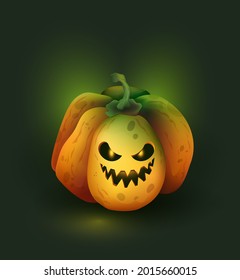 Pumpkin Halloween head filled with smoke and glow
