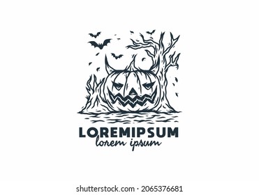Pumpkin halloween head illustration drawing design
