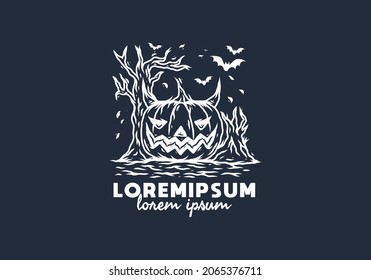 Pumpkin halloween head illustration drawing design
