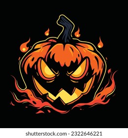 Pumpkin Halloween Head Mascot Logo for Esport. Pumpkin Halloween T-shirt Design. Pumpkin Halloween Logo. Pumpkin Halloween Sticker