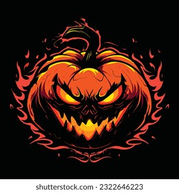 Pumpkin Halloween Head Mascot Logo for Esport. Pumpkin Halloween T-shirt Design. Pumpkin Halloween Logo. Pumpkin Halloween Sticker