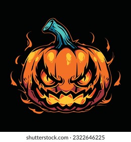 Pumpkin Halloween Head Mascot Logo for Esport. Pumpkin Halloween T-shirt Design. Pumpkin Halloween Logo. Pumpkin Halloween Sticker