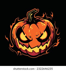 Pumpkin Halloween Head Mascot Logo for Esport. Pumpkin Halloween T-shirt Design. Pumpkin Halloween Logo. Pumpkin Halloween Sticker