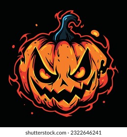 Pumpkin Halloween Head Mascot Logo for Esport. Pumpkin Halloween T-shirt Design. Pumpkin Halloween Logo. Pumpkin Halloween Sticker