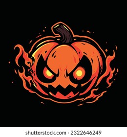 Pumpkin Halloween Head Mascot Logo for Esport. Pumpkin Halloween T-shirt Design. Pumpkin Halloween Logo. Pumpkin Halloween Sticker