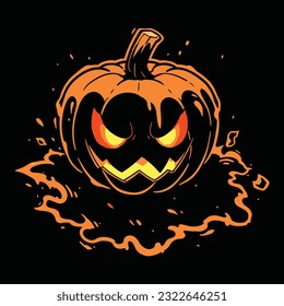 Pumpkin Halloween Head Mascot Logo for Esport. Pumpkin Halloween T-shirt Design. Pumpkin Halloween Logo. Pumpkin Halloween Sticker