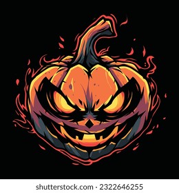 Pumpkin Halloween Head Mascot Logo for Esport. Pumpkin Halloween T-shirt Design. Pumpkin Halloween Logo. Pumpkin Halloween Sticker