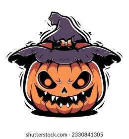 Pumpkin Halloween Head Mascot Logo for Esport. Pumpkin Halloween T-shirt Design. Pumpkin Halloween Logo. Pumpkin Halloween Sticker