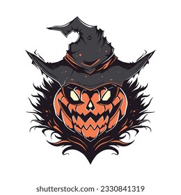 Pumpkin Halloween Head Mascot Logo for Esport. Pumpkin Halloween T-shirt Design. Pumpkin Halloween Logo. Pumpkin Halloween Sticker