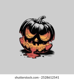 Logotipo de mascote de cabeça de Halloween da abóbora para Esport. Design de camiseta de Halloween de abóbora. Logotipo de Halloween de abóbora. Adesivo de Halloween de abóbora