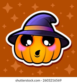 Pumpkin Halloween holiday bright orange witch hat