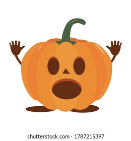 Pumpkin halloween holiday. Halloween pumpkin, funny scared face. Isolated vector sign symbol. Web design. Vector holiday illustration. Light background. Glowing illustration. Autumn holidays