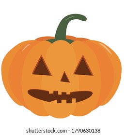 Pumpkin Halloween holiday. Halloween pumpkin with funny scared face. Isolated vector sign symbol. Web design. Light background.