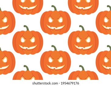 Pumpkin. Halloween holiday geometric seamless pattern. For packaging design.