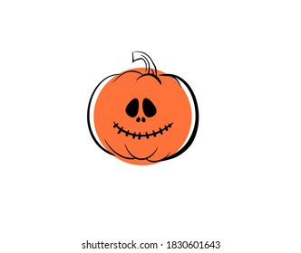pumpkin Halloween icon character on white background in vector illustration