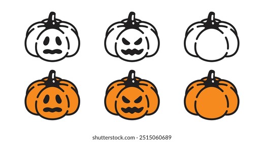 cabeça de abóbora Halloween desenhos animados doodle ilustração