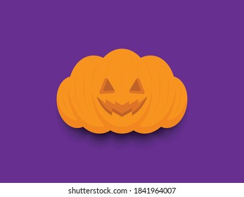 Pumpkin for Halloween. Halloween illustration of a happy pumpkin Vector on a purple background.