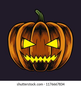 pumpkin halloween illustration and tshirt design