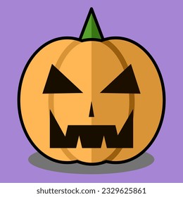 Pumpkin halloween isolated on purple background. Simple Flat style vector illustration.