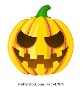 Pumpkin for Halloween. Isolated on white vector illustration. Cartoon style.
