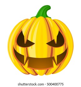 Pumpkin for Halloween. Isolated on white vector illustration. Cartoon style.