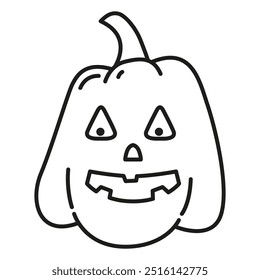 Calabaza para Halloween. Caras de Jack o'lantern. Linterna tallada. Dibujado a mano de calabaza. Linterna de Jack. Símbolo de vacaciones de otoño. Páginas para colorear en blanco y negro. Ilustración vectorial de esquema. 