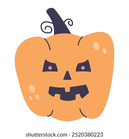 Calabaza para Halloween. Caras de Jack o'lantern. Linterna tallada. Dibujado a mano de calabaza. Linterna de Jack. Símbolo de vacaciones de otoño. Páginas para colorear en blanco y negro. Ilustración vectorial de esquema.