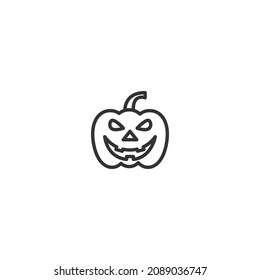 pumpkin halloween line icon, outline vector sign, pixel perfect icon