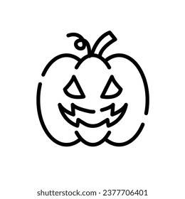 Pumpkin halloween line icon, outline vector sign, linear style pictogram isolated on white. Halloween holiday symbol, logo illustration. Editable stroke