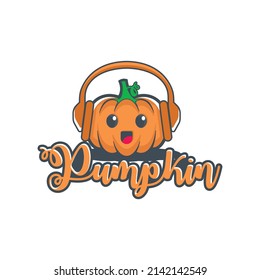 pumpkin halloween logo design vector template