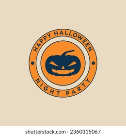 pumpkin halloween logo vintage with emblem vector illustration design