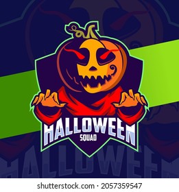 pumpkin halloween mascot character esport logo design for halloween celebration and game logo