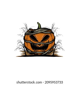 pumpkin halloween mummy vector illustration