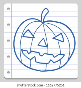 Pumpkin Halloween Notebook School Doodle Icon Symbol Sketch Line Art