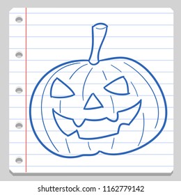 Pumpkin Halloween Notebook School Doodle Icon Symbol Sketch Line Art