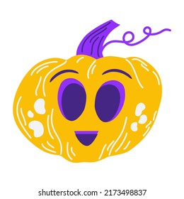 Pumpkin Halloween. Orange pumpkins with smiles for your design for the holiday. Happy Halloween Vector cartoon illustration isolated on the white background. 