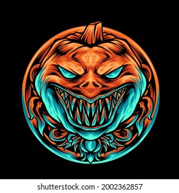 The Pumpkin Halloween With Ornaments Illustration for your business or merchandise