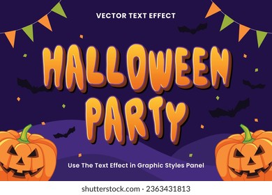 Efecto de texto del vector editable de la fiesta de calabaza Halloween
