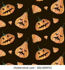 
Pumpkin Halloween pattern with faces.