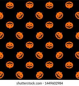 pumpkin halloween pattern on black color background
